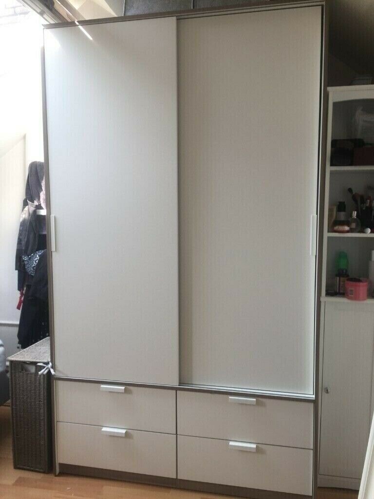 Ikea Trysil White Sliding Door Wardrobe With Drawers Can