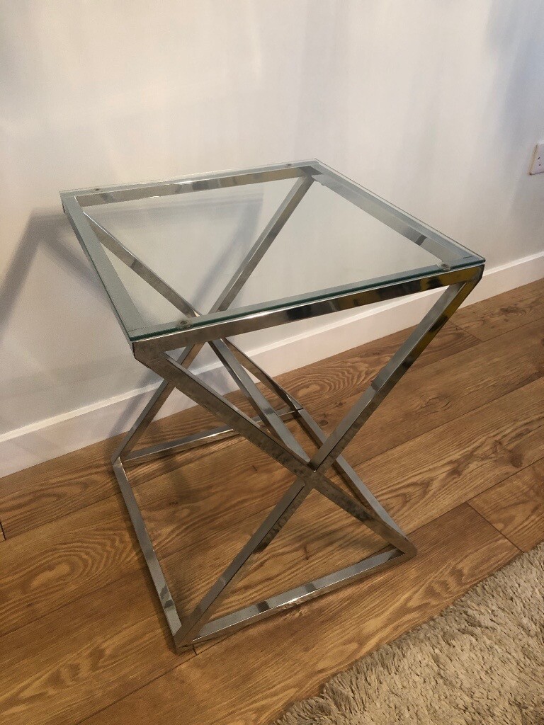 Glass/silver side table in Falkirk Gumtree