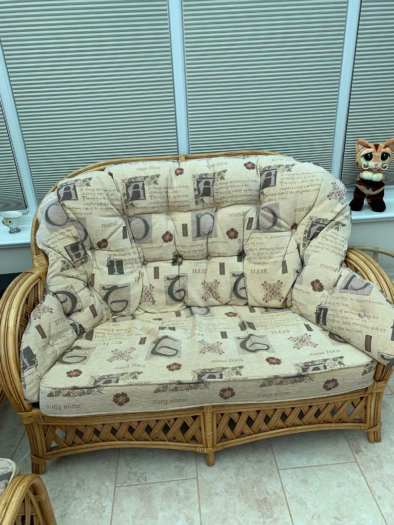 Wrap around cushions for 3 piece conservatory cane furniture in