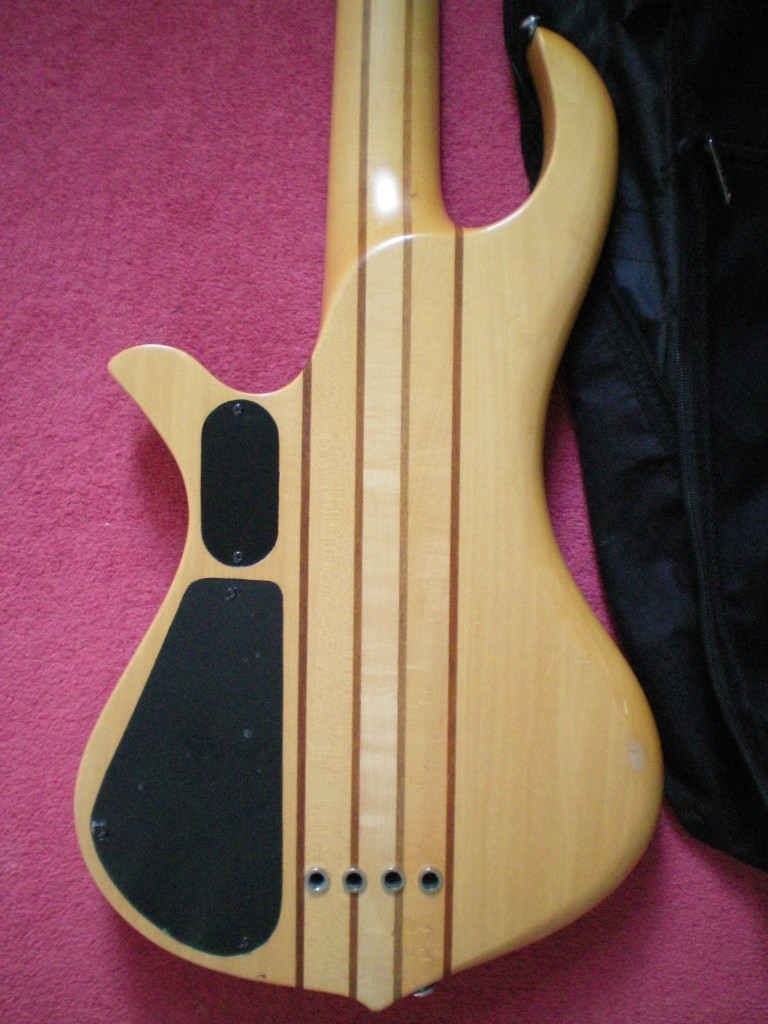 Traben bass guitar, four string, through neck.Active pickups model