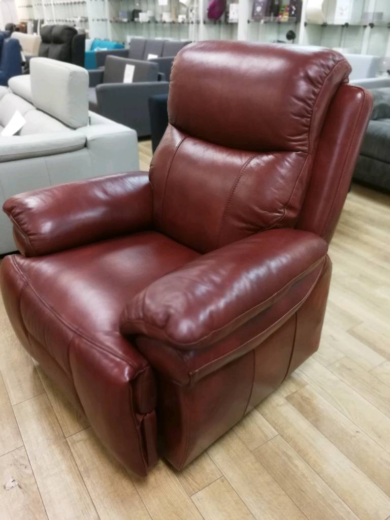 Red leather manual recliner armchair (ex display) in Hamilton, South