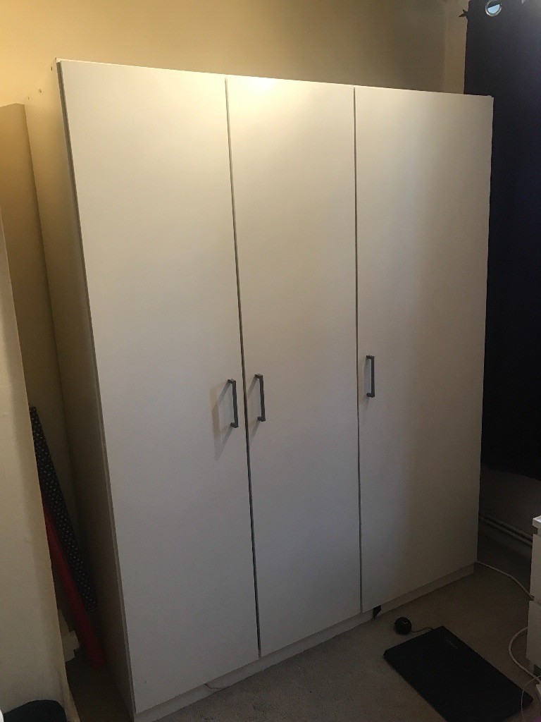 Dombas Ikea White Three Door Wardrobe In Feltham London