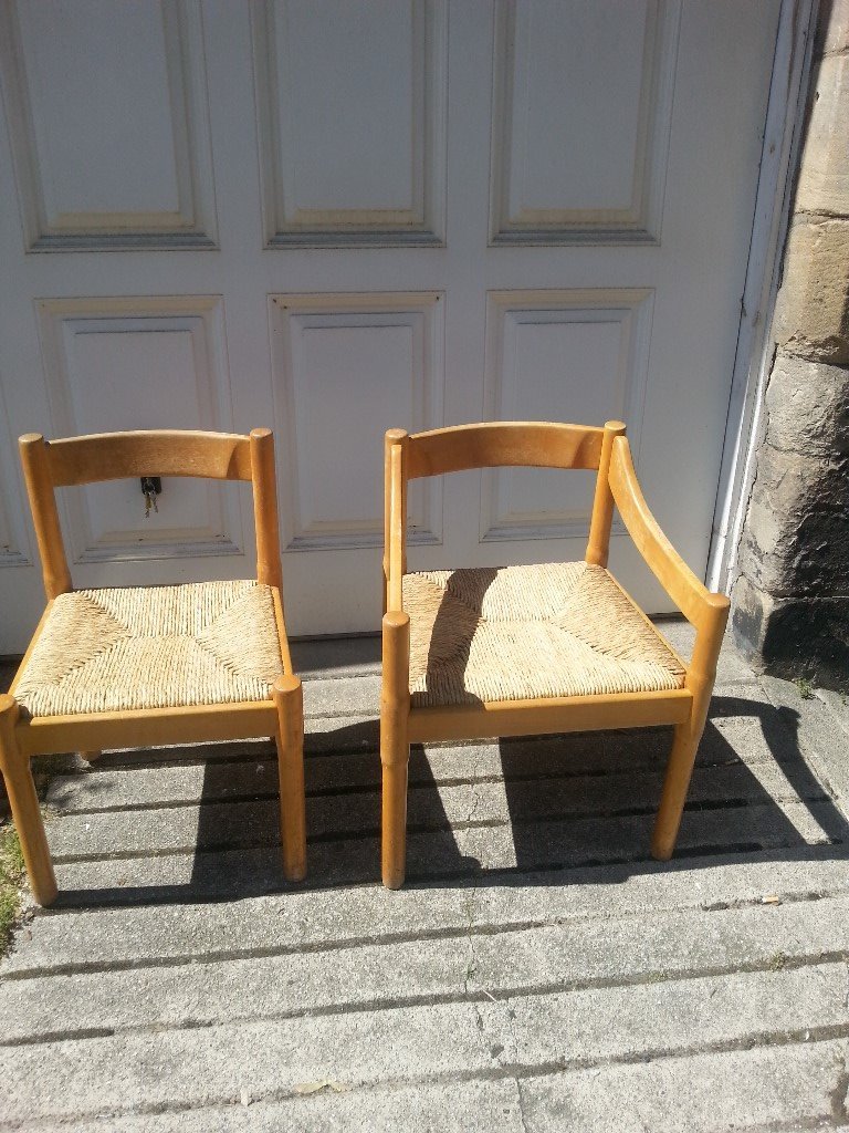 6 X Retro Kitchen Chairs Designed For Habitat 1960 S By Magistretti Beech With Rush Seats In West End Edinburgh Gumtree