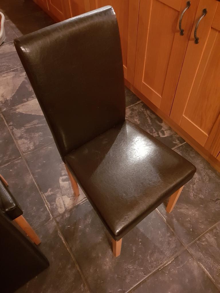 6 x Brown Leather Kitchen Dining room chairs in Strabane, County