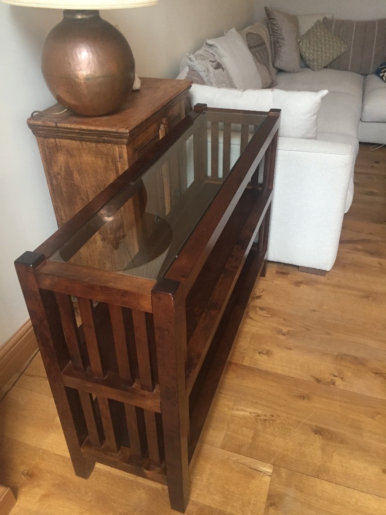 Laura Ashley Garrat Console Table/Bookcase/Sideboard With Glass Top