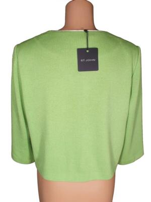 Pre-owned St John St. John Knits Lime White Santana Knit Topper Jacket Blazer Sz 10 $1045