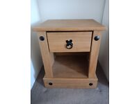 Distressed Waxed Pine One Drawer Petite Bedroom Bedside