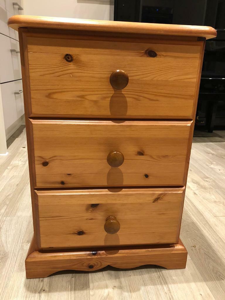 Three drawer pine bedside chest of drawers in Devon Gumtree
