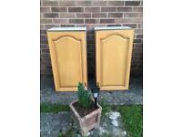 2 x kitchen cupboards/units/shelves with beautiful solid Oak doors 