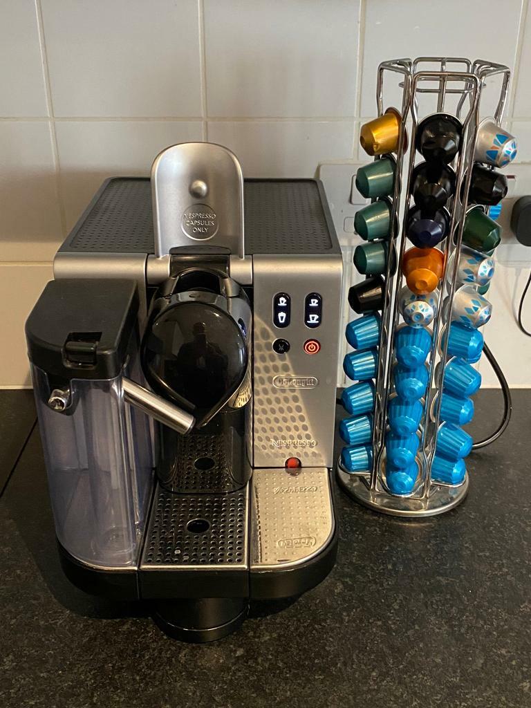 Delonghi Nespresso Coffee Machine + 38 Capsules + Chrome ...