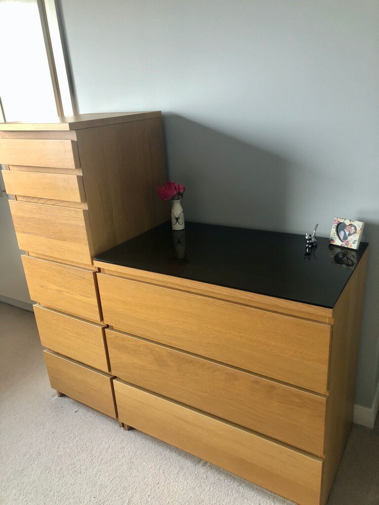 3 X Ikea Malm 3 Drawer Chests With Glass Tops Looking For New Home