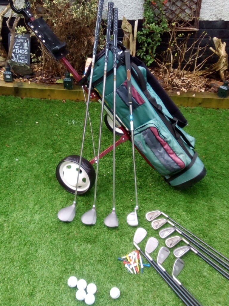 FULL SET MEN'S GRAPHITE SHAFTED GOLF CLUBS + TITLEIST GOLF BAG + GOLF