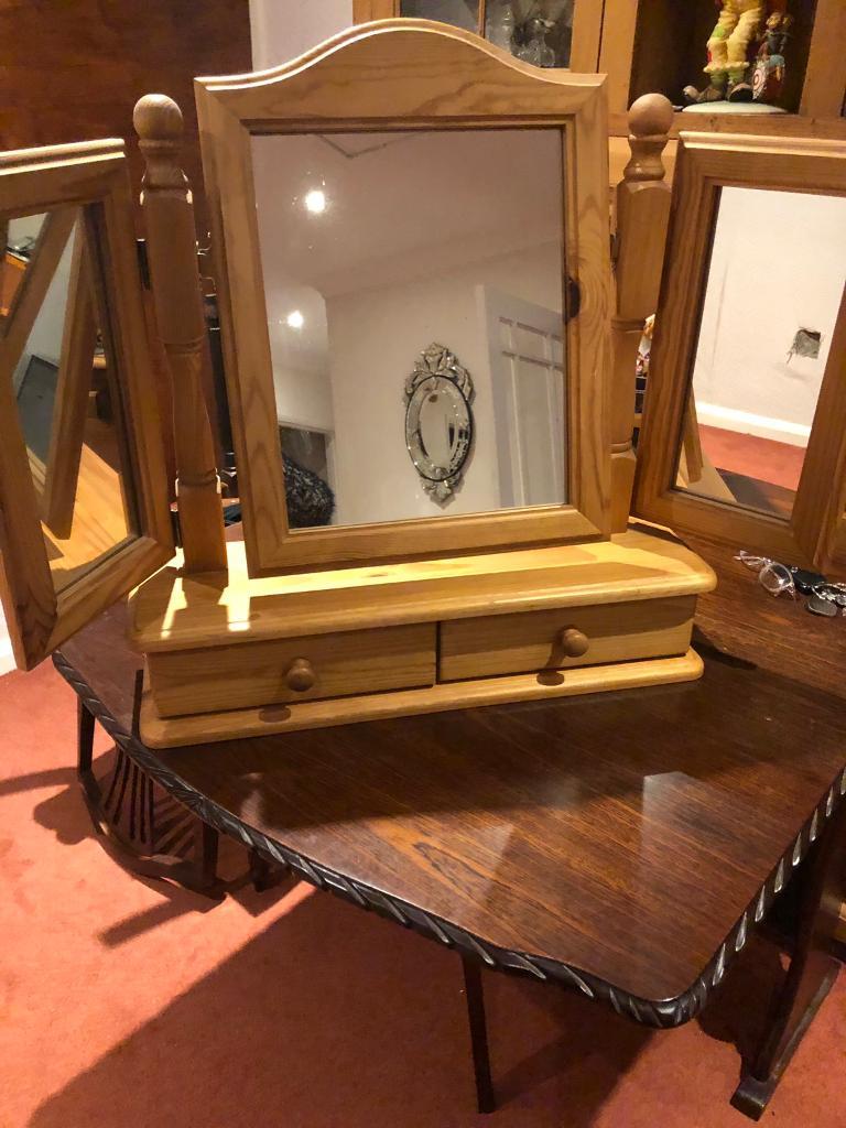 Solid Pine Dressing Table Mirror With 2 Drawers In Langdon Hills
