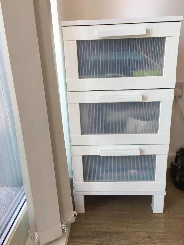Ikea Aneboda White Bedside Table 3 Drawers In Bromley London
