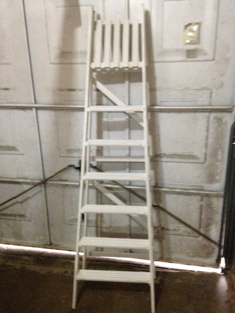White Painted Vintage Wooden Step Ladders Ideal For Shabby