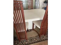SOLID CREAM MARBLE DINING TABLE & 6 DINING CHAIRS