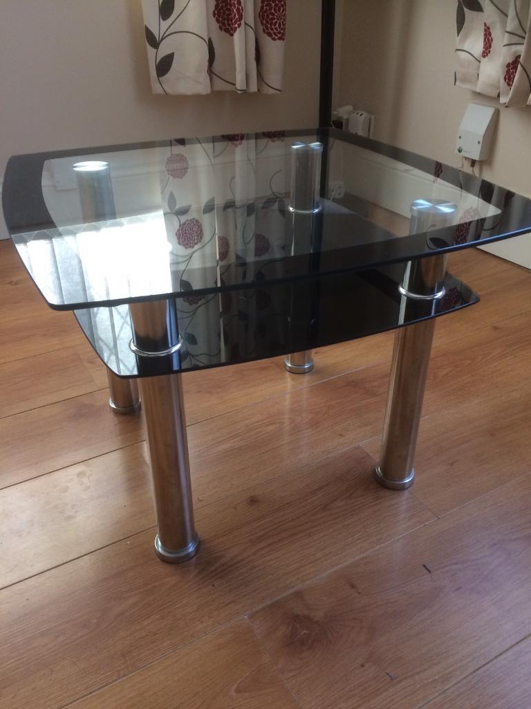 Chrome/Black Glass Coffee/Side Tables x 2 in Tuffley, Gloucestershire
