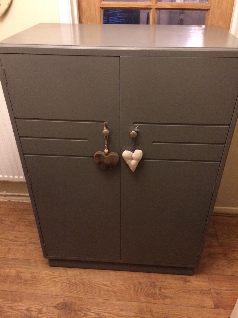 Grey solid wood Mid century tallboy/ wardrobe in Birstall