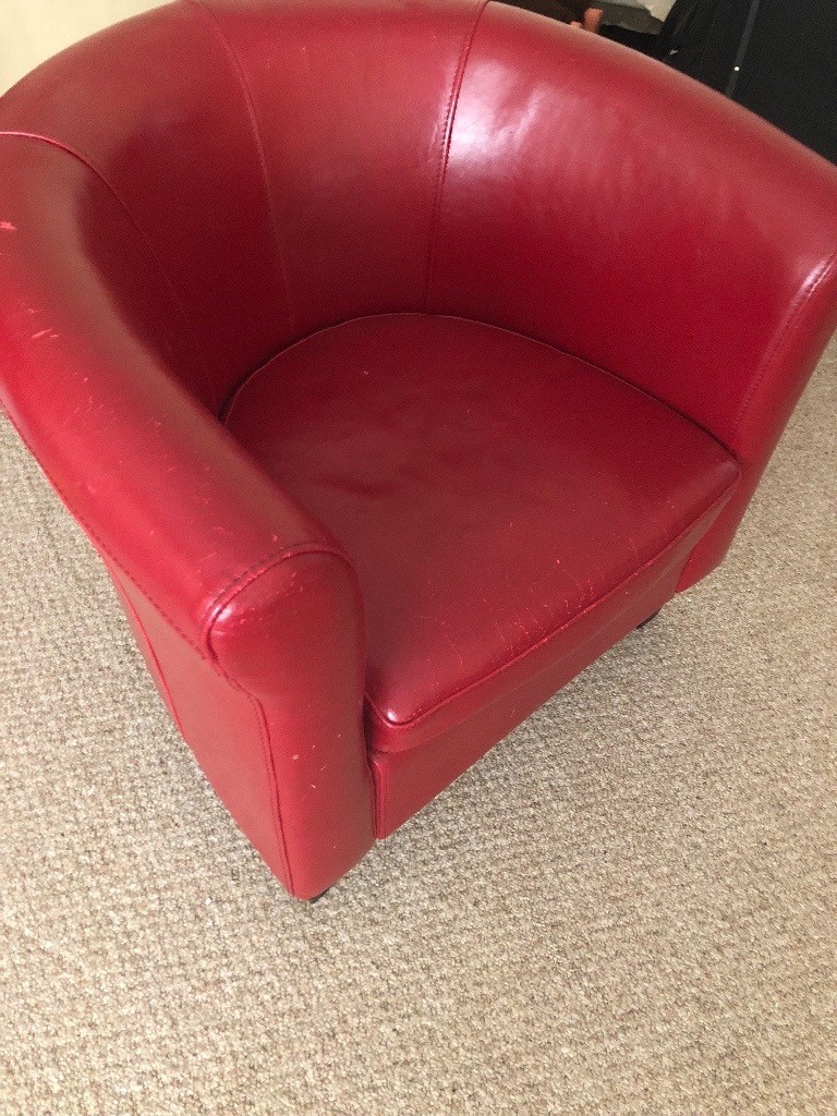 Red real leather tub chair in Sunderland, Tyne and Wear Gumtree