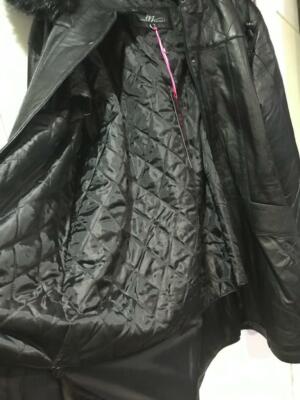 Pre-owned Midnight Velvet Women's Winter Church 100% Lambskin Leather Hooded Faux Fur Jacket Coat Plus 3xl In Black
