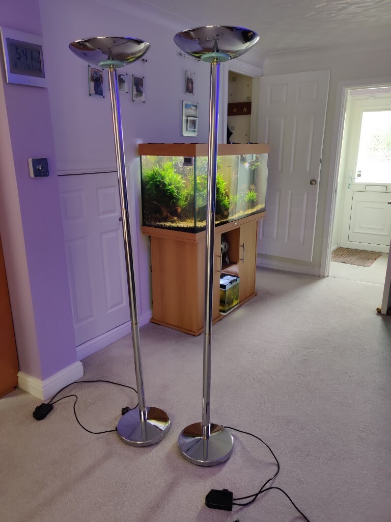 Ring 88435 Polished Chrome Uplighter Floor Lamps X 2 In Flitwick