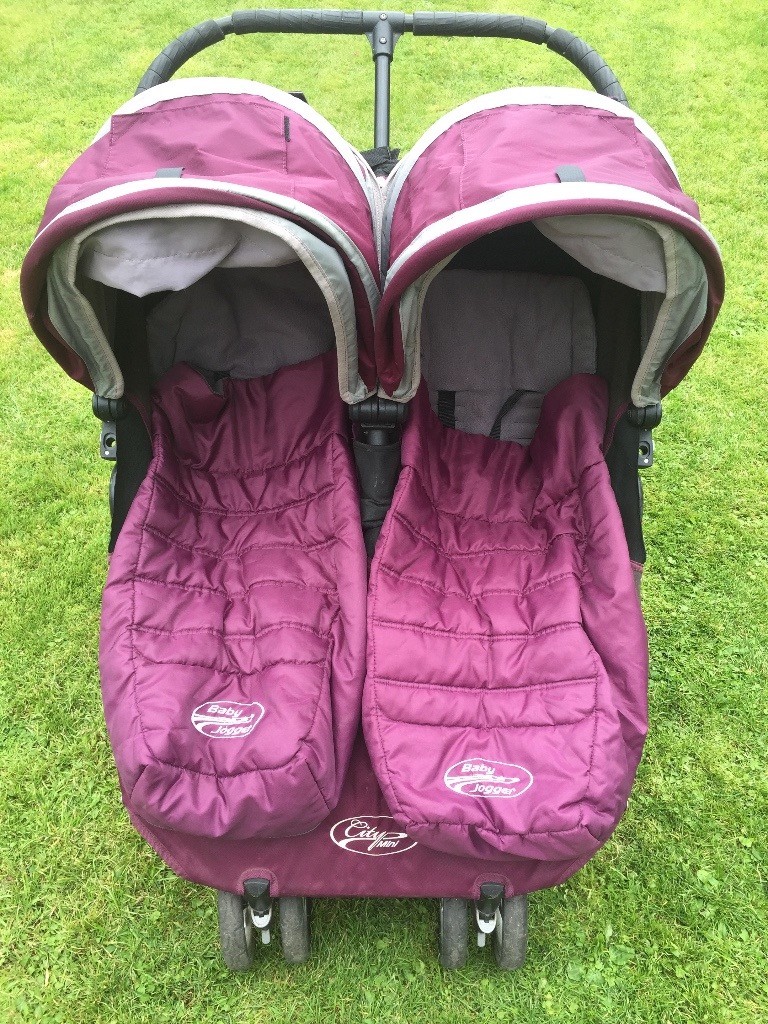 City Mini Double Twin Baby Jogger stroller pushchair with footmuff