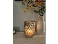 Silver hurricane vase/ candle holder