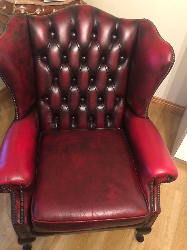 Red leather wing back chair | in Killyleagh, County Down ...