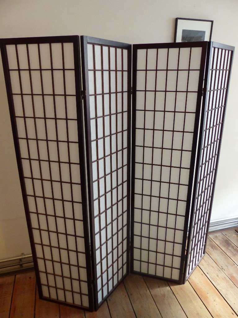 Room Divider 4 Panel Partition Asian Style Screen Contemporary