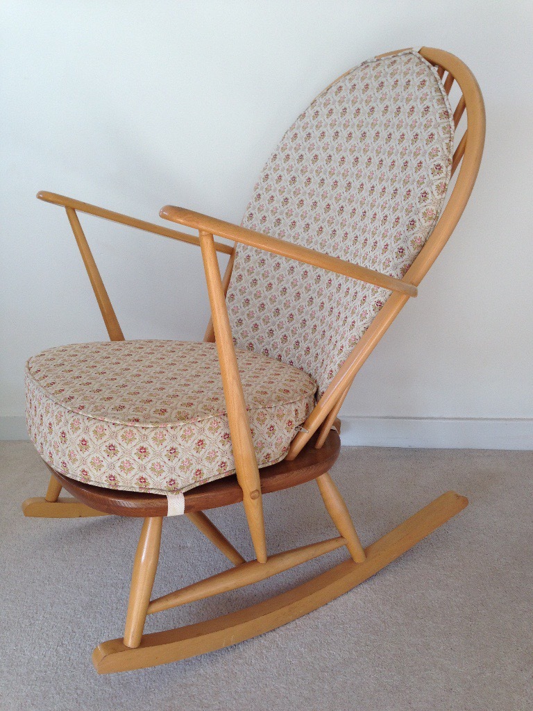 Vintage Ercol Blonde Windsor 315 Grandfather Rocking Chair With