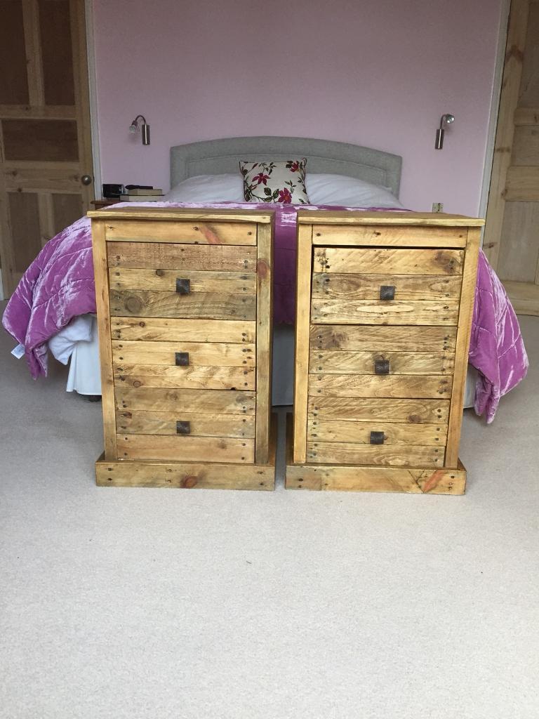 Bespoke Handmade Bedside Tables from Reclaimed Rustic Pallet Wood in