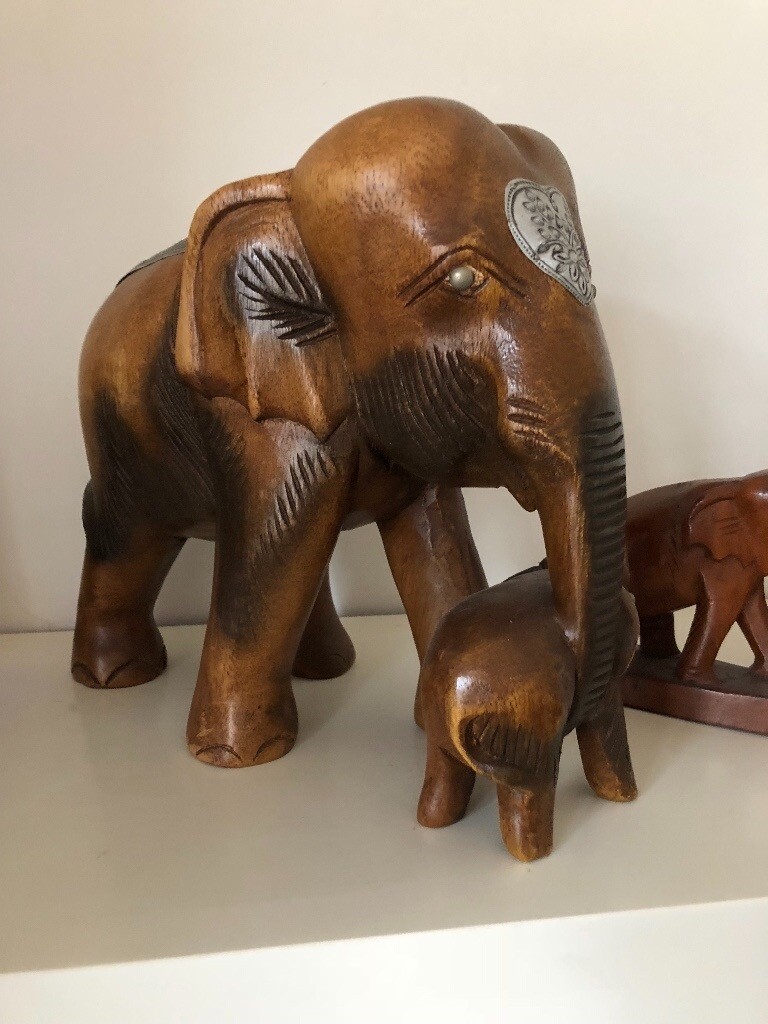 Elephant ornaments, wooden elephant collection in Crowborough, East