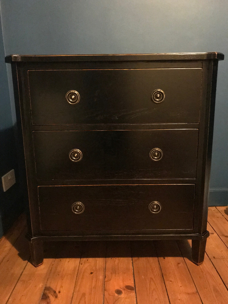 Laura Ashley distressed black 3 drawer chest in Kilmarnock, East