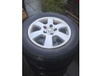 ALLOY WHEELS VW - set of four- with good tyres