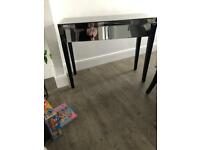 Mirrored Dressing Table Tinted Grey Waterfall Drawers