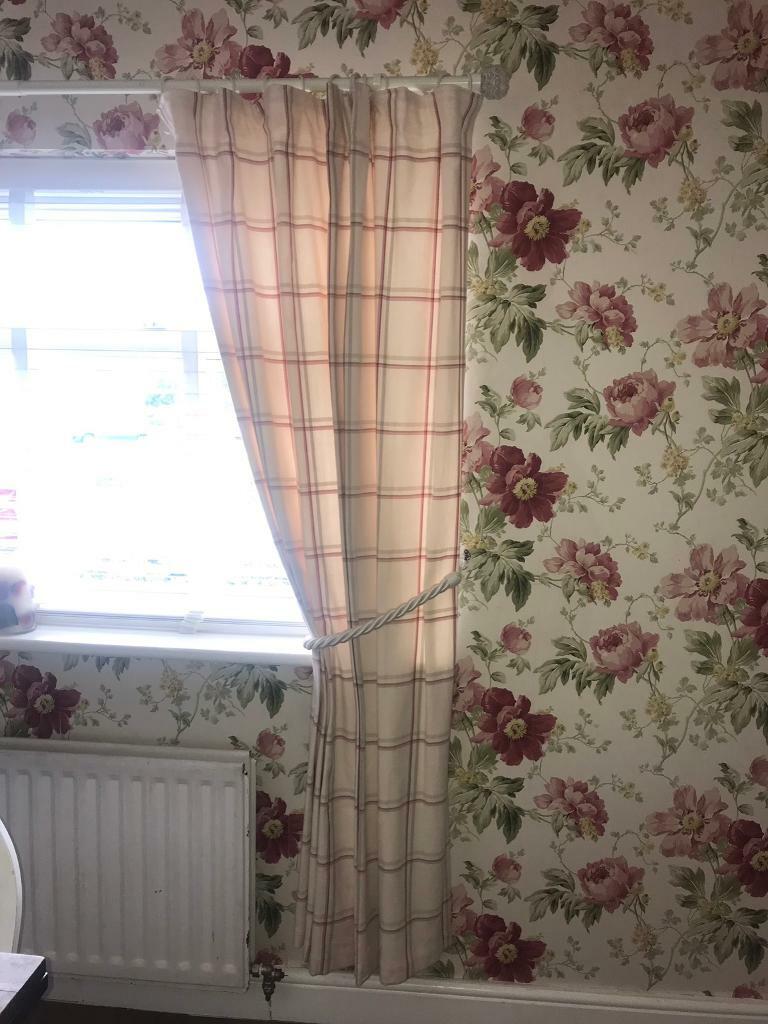 Laura Ashley Corby Check Curtains Tie Backs In Runcorn