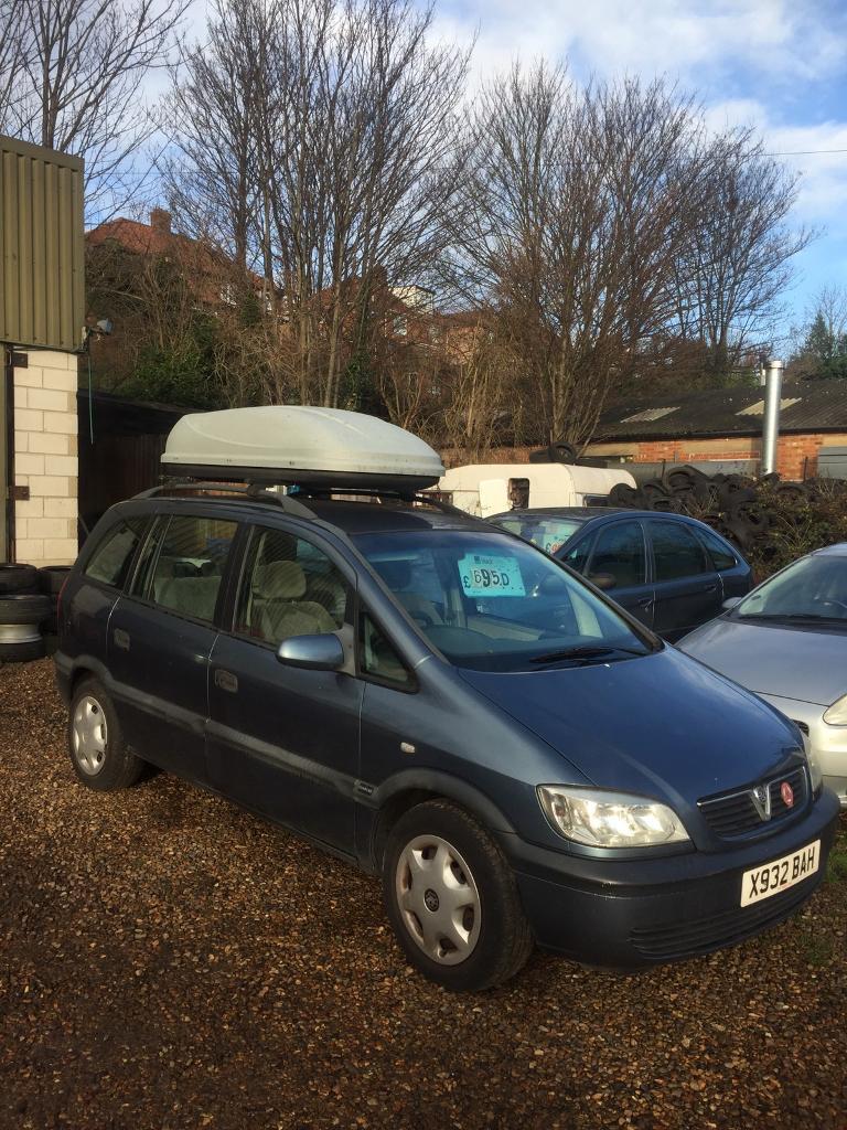 X reg vauxhall zafira 7 seater long mot with full roof box in Norwich