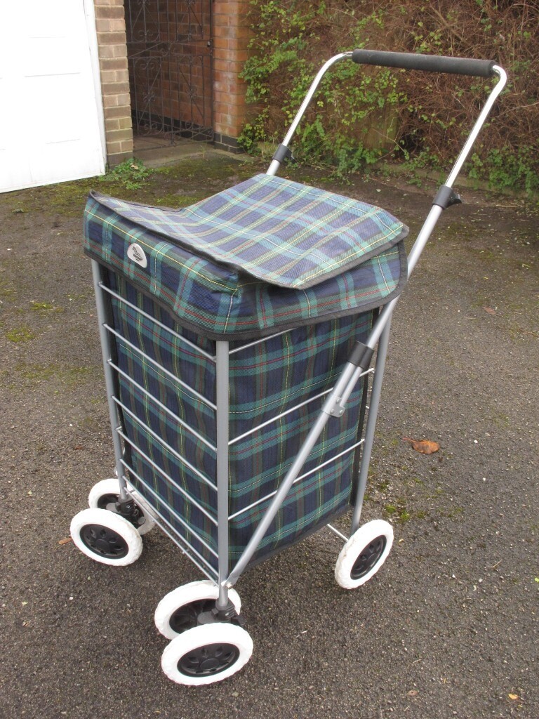 6 WHEELS FOLDABLE CAGED SHOPPING TROLLEY CART in Quorn