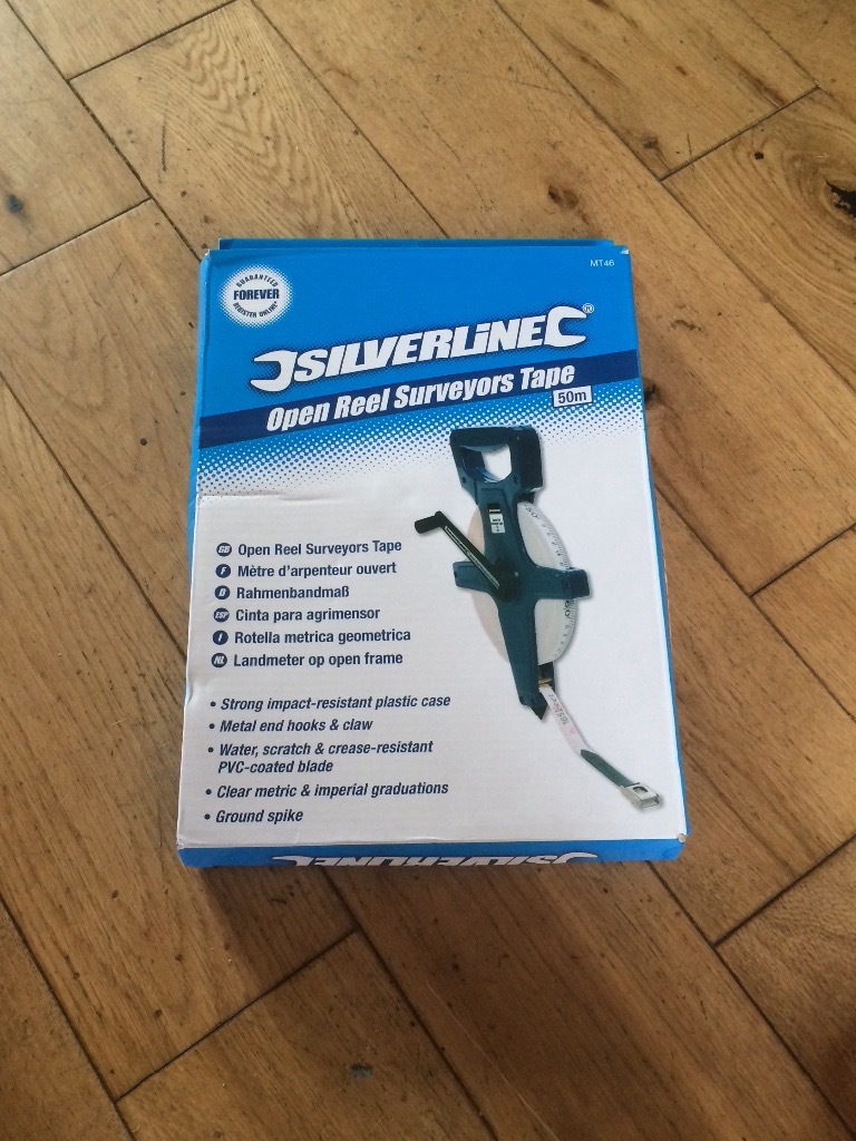 Silverline Mt46 Open Reel Surveyors Tape Measure 50m - 