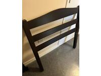 Black/ very dark brown wooden Single bed frame - good condition 