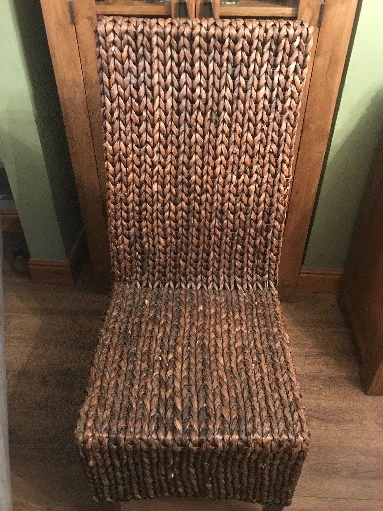 4 Oak Furniture Land Rattan Dining Chairs. Excellent Condition. Can