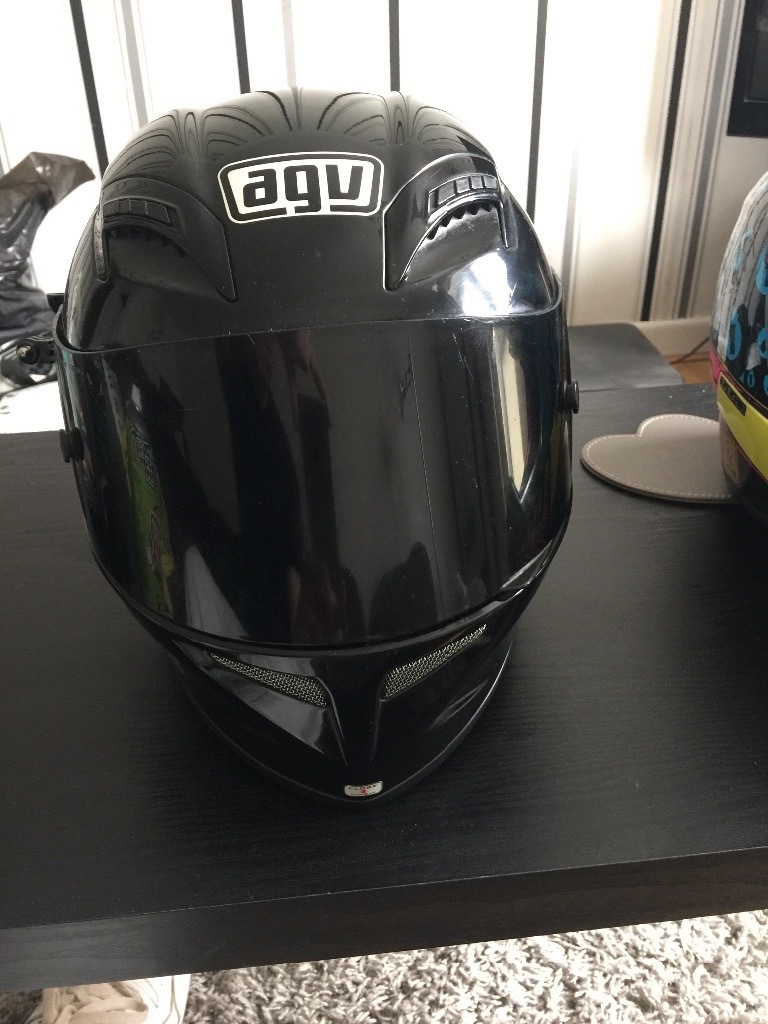 agv t2 black motorcycle helmet t2 blacked out visor, motorbike helmet