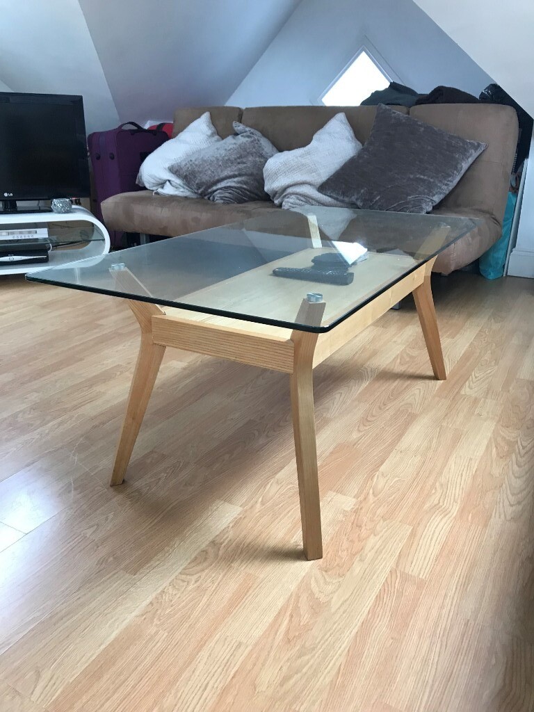 John Lewis glass and oak wood coffee table in Earlsfield, London