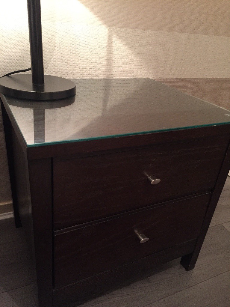 2 x dark brown wood bedside cabinets | in Baillieston, Glasgow | Gumtree