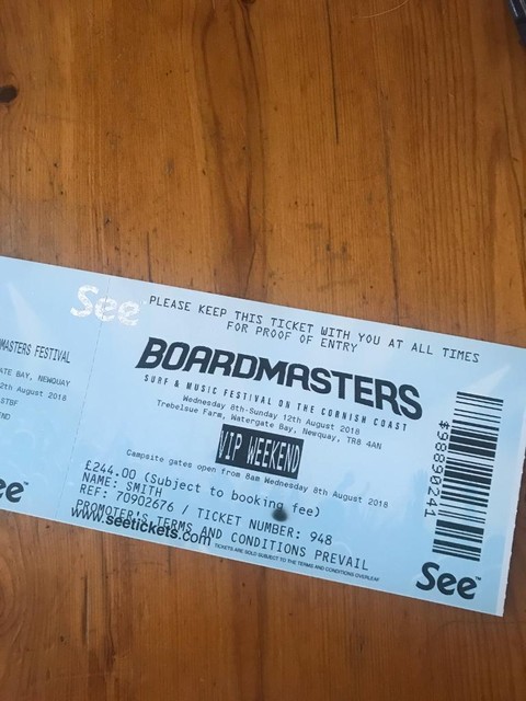 Boardmasters Vip Weekend Camping Ticket In Tilehurst Berkshire