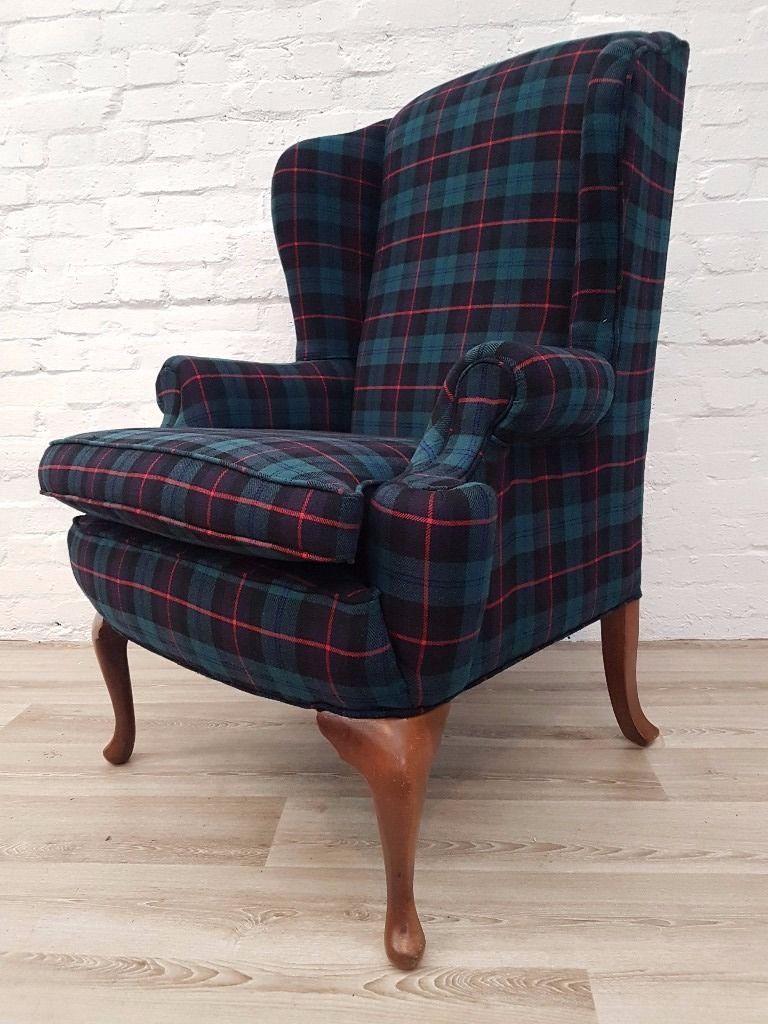 Tartan Wingback Armchair (DELIVERY AVAILABLE FOR THIS ITEM OF FURNITURE