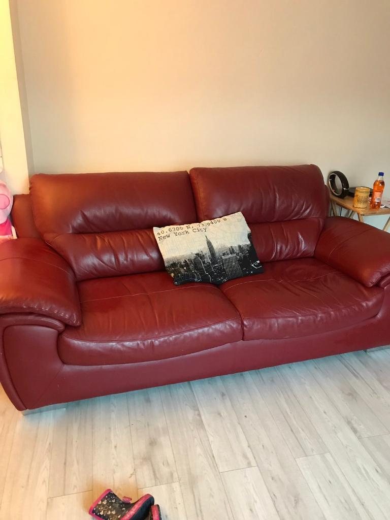 Red Leather Suite Bargain 2 three seaters SOLD in Aberdeen Gumtree