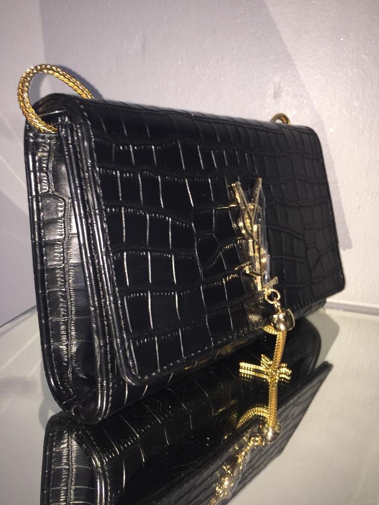 black croc ysl bag