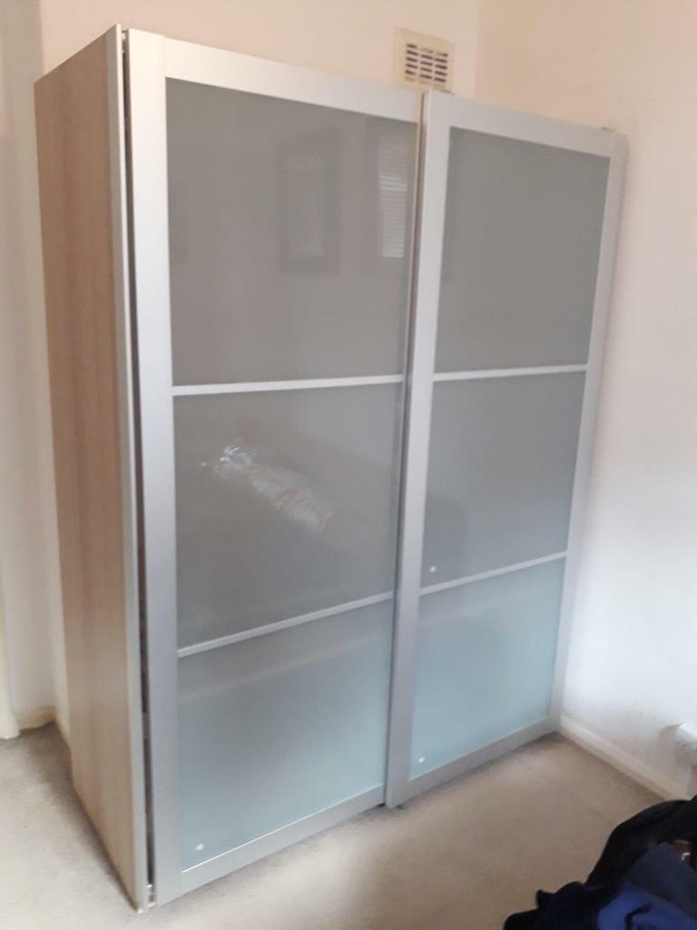 Ikea Pax Wardrobe With Glass Sliding Doors Delivery Available