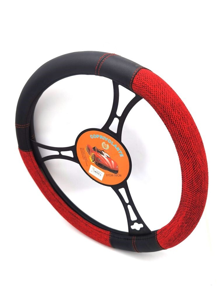 Coprivolante Copri Volante Auto Nero Rosso 37-39cm Con Presa Comfort 02040 sus